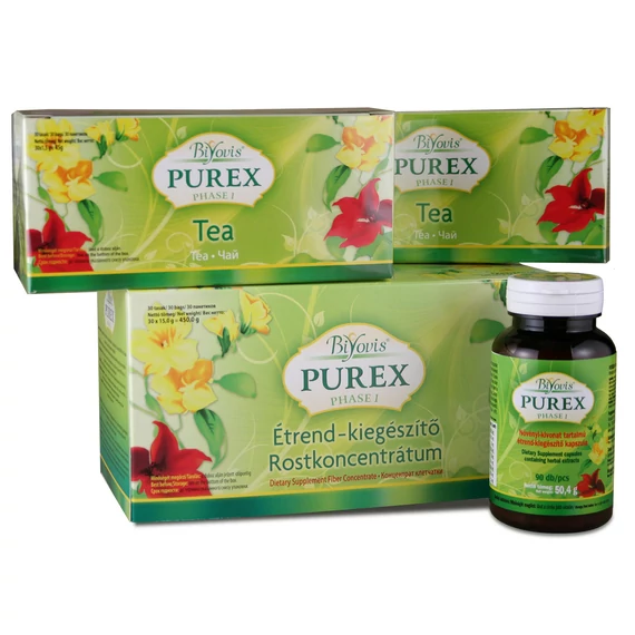 Pachet Purex 1 – Antiparazita Purex 1 Capsule, concentrat de fibre și ceai Purex